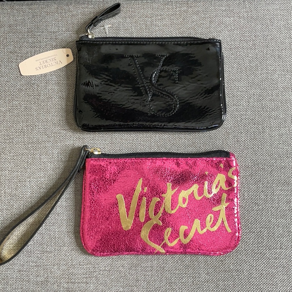 Victoria’s Secret pink & black pouch and wristlet